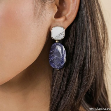 Серьги Nature Bijoux, Arctique, с содалитом и говлитом, NB25.1-12-90010 синий